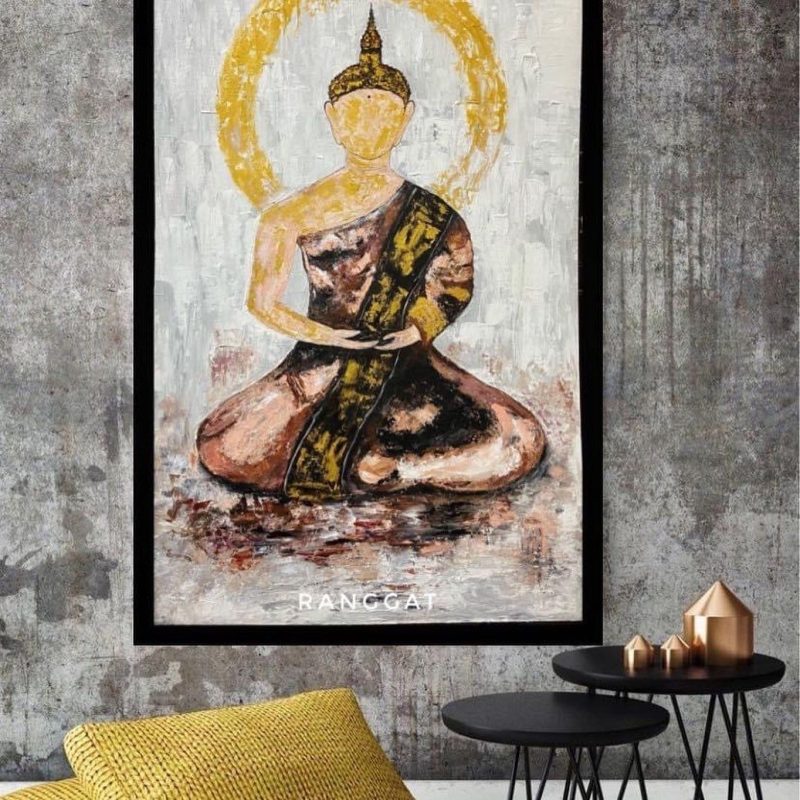 Lord Buddha Texture Wall painting - Image 2