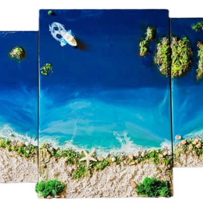 Ocean Art with Waterfall