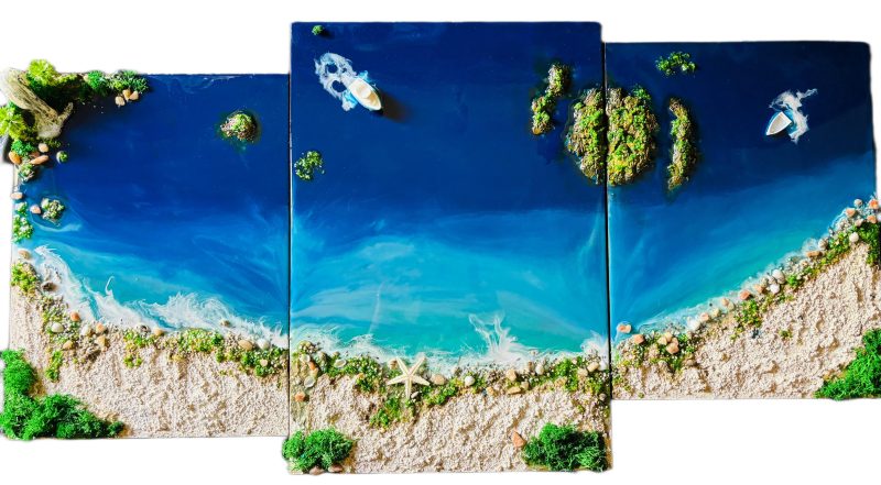 Ocean Art with Waterfall