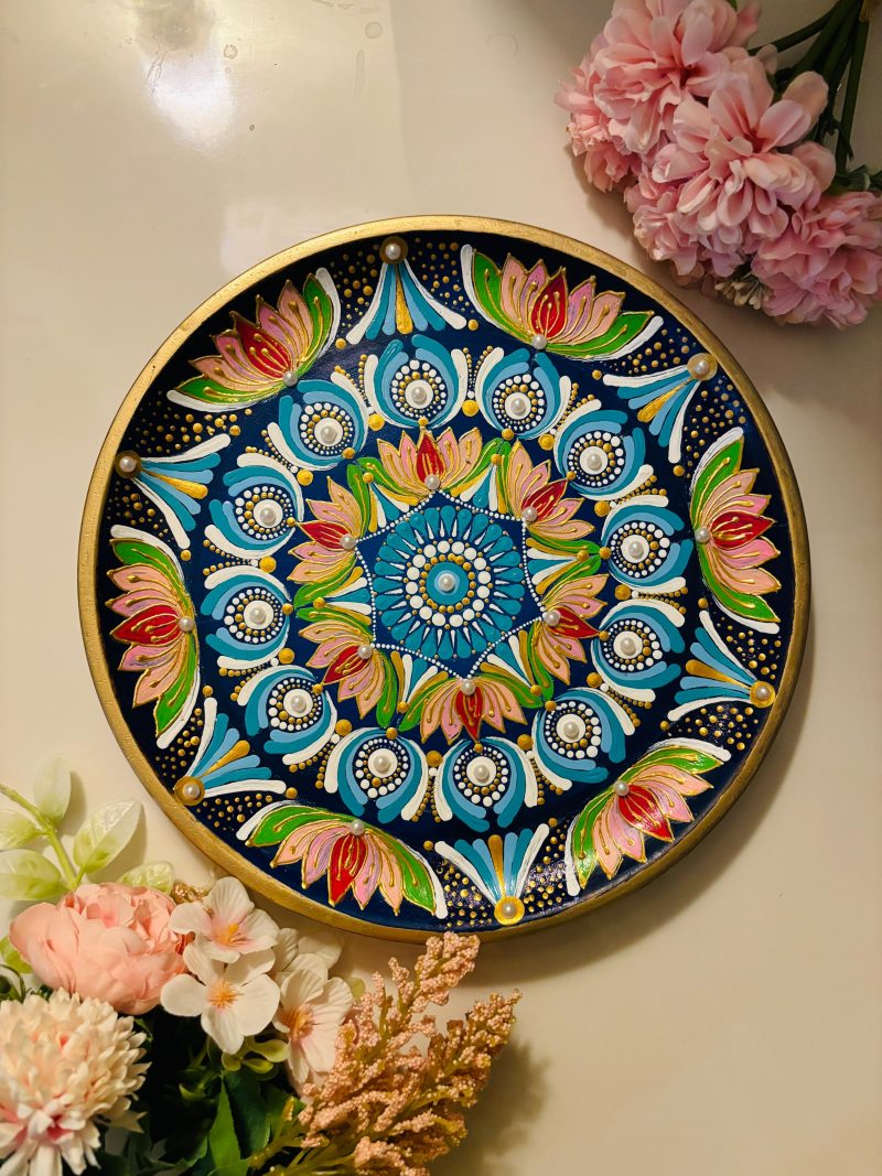 Dot Mandala Plate with Lotus Motifs - Image 2