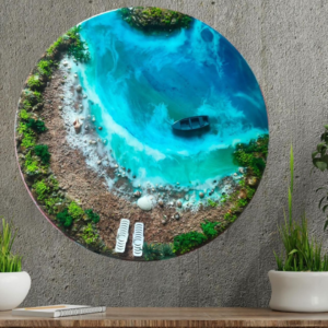 Whisper of the Shore: Luxury Resin Ocean Painting for Modern Interiors