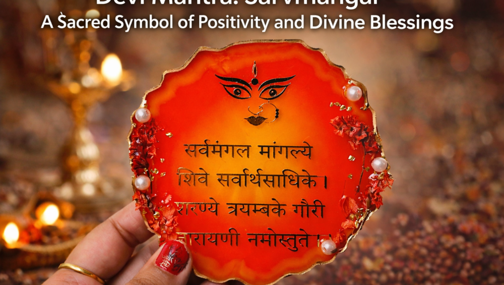 Devi Mantra Sarvmangal sacred decor for peace, protection and positive energy. Perfect for home temple and gifting.