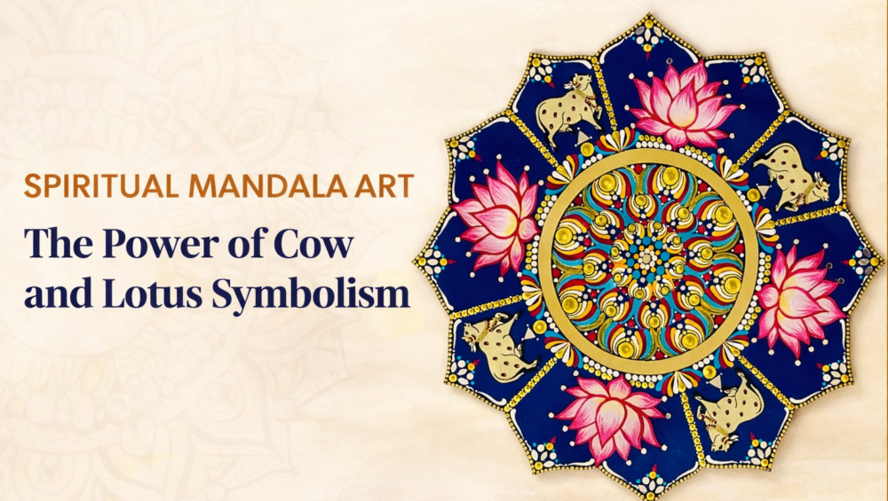 Cow and Lotus Floral Mandala Art: A Symbol of Divine Energy and Spiritual Harmony